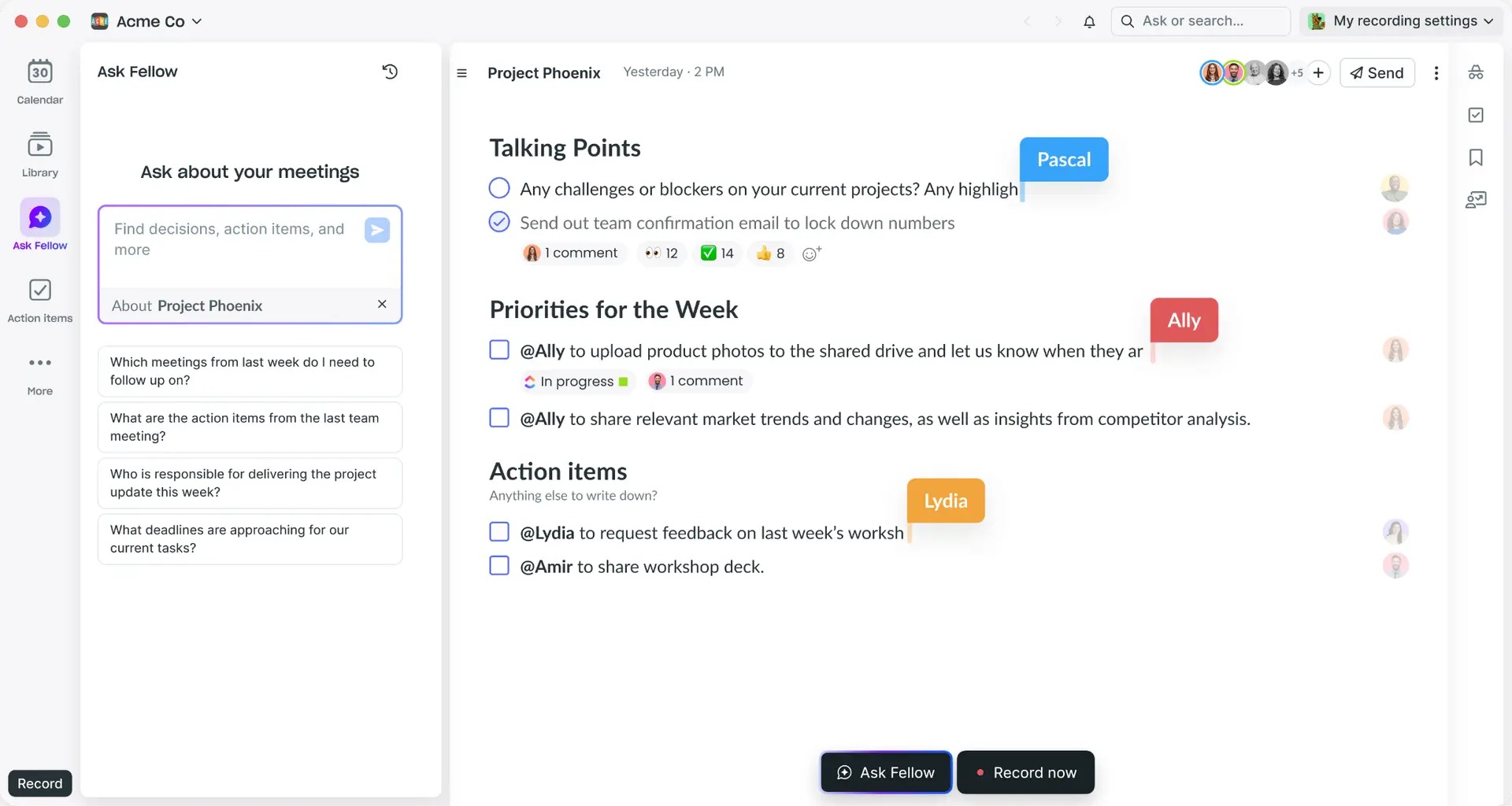 Fellow AI meeting summaries review